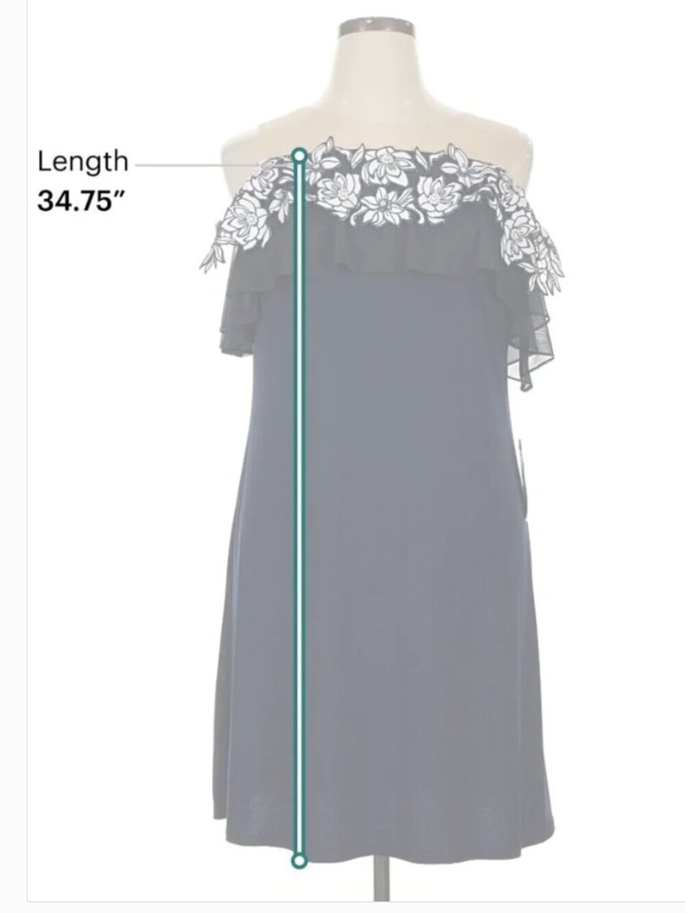 MSK Women's Embellished Off-The-Shoulder Blue and White Dress- Size XL- NWT - Picture 9 of 12